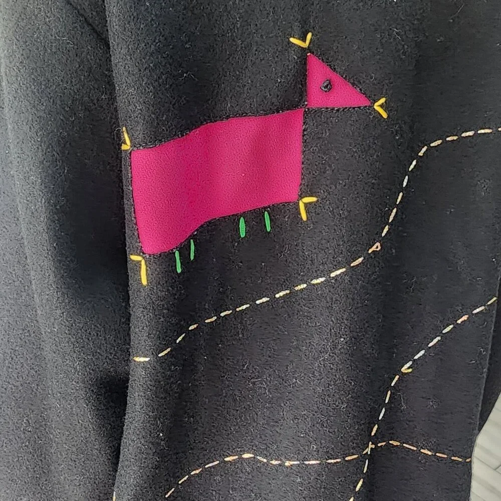 UNIQUE Vintage Women's Abstract ART Black Jacket | Size 2XL - Picture 5 of 13